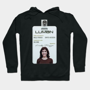 Severance series lumon industries HELLY RIGGS Badge fan works graphic design by ironpalette Hoodie